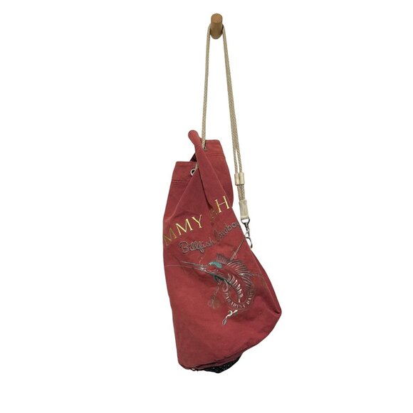 Tommy Bahama Billfish Cowboy Red Cotton Rope-Handle Drawstring Bag - Picture 2 of 11